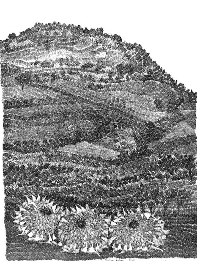 Офорт Gulino - Paesaggio con girasoli