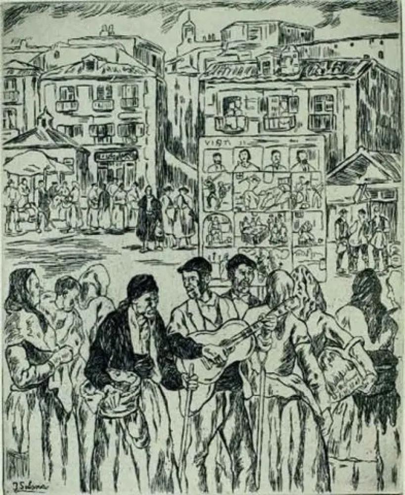 Офорт Gutiérrez Solana  - El ciego de los romances