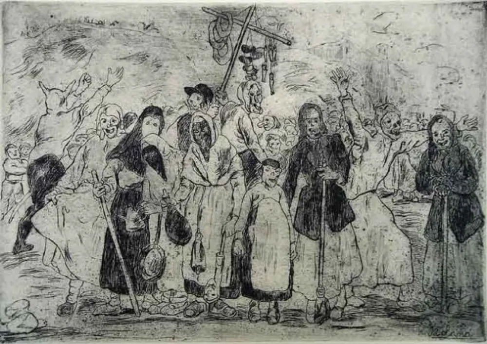 Офорт Gutiérrez Solana  - Entierro de la sardina