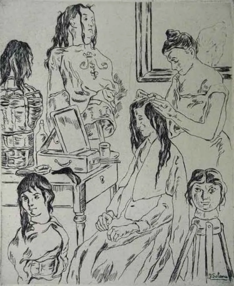 Офорт Gutiérrez Solana  - La Peinadora