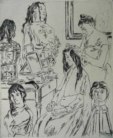 Офорт Gutiérrez Solana  - La Peinadora