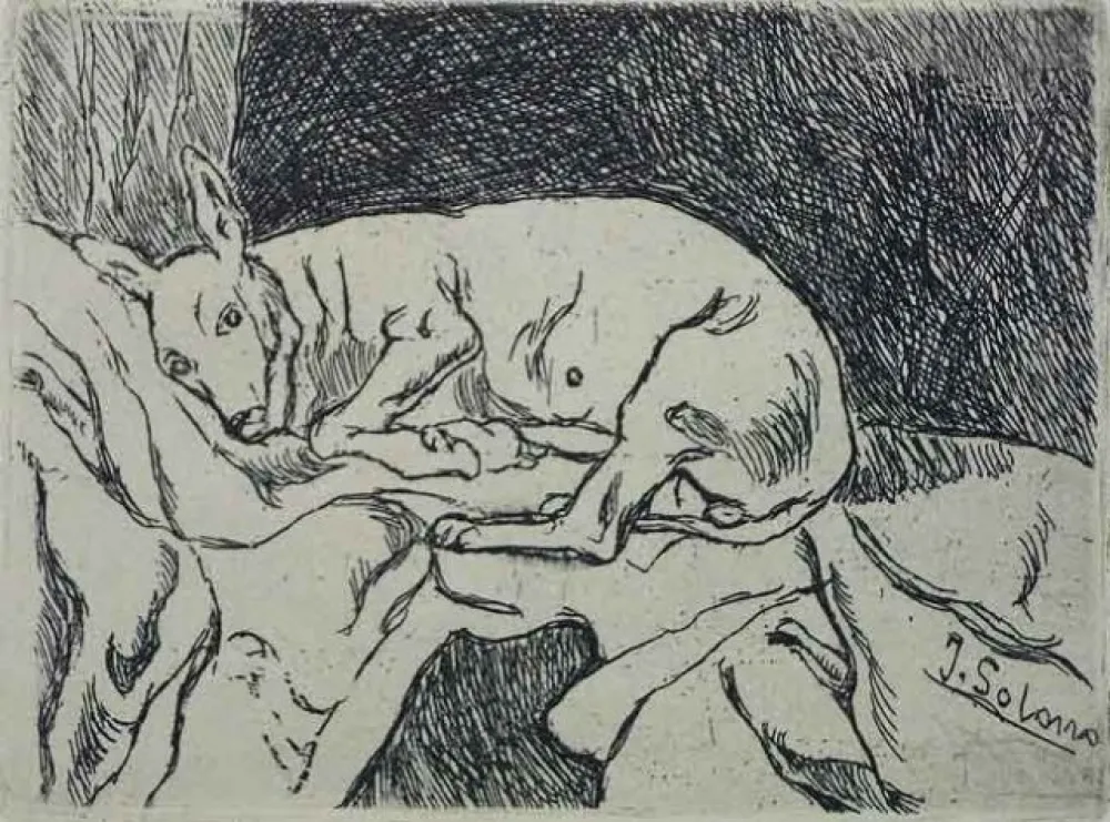 Офорт Gutiérrez Solana  - La Perra del Pintor