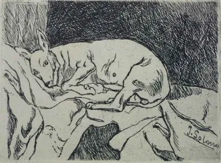 Офорт Gutiérrez Solana  - La Perra del Pintor