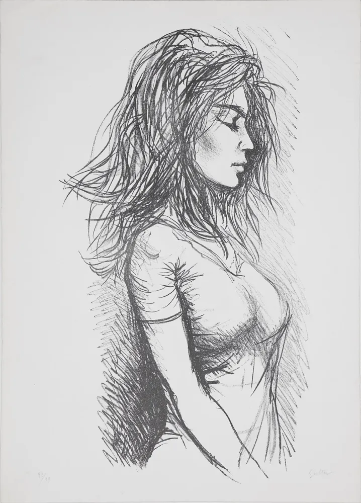 Литография Guttuso - Donna di profilo verso destra