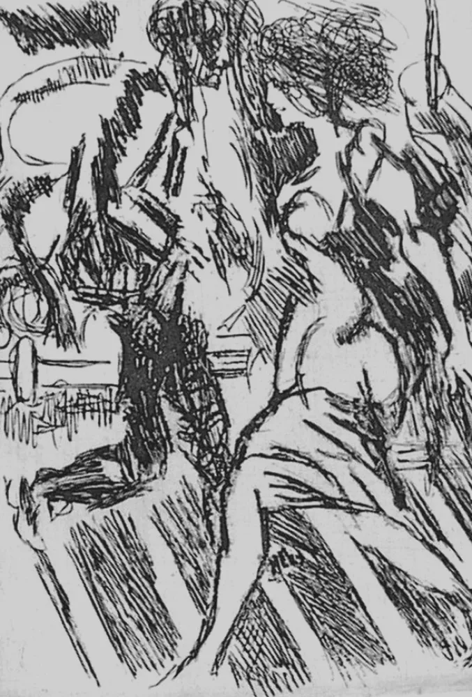 Офорт Guttuso - Nella strada