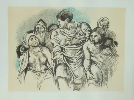 Литография Guttuso - Omaggio a Michelangelo