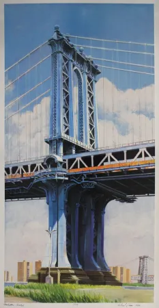 Литография Haas - Manhattan Bridge