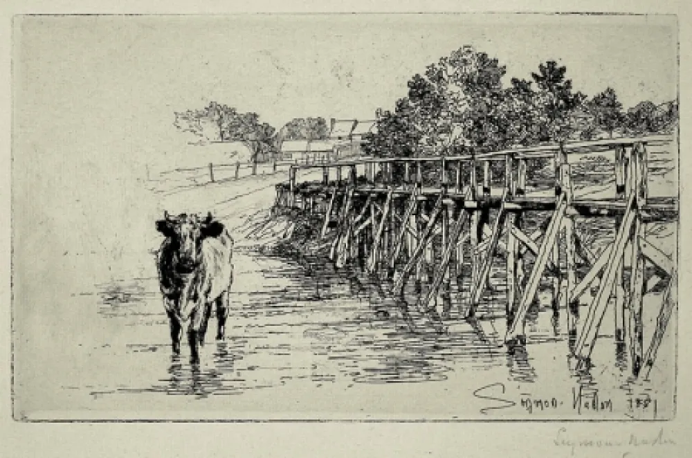 Офорт Haden - The Village Ford