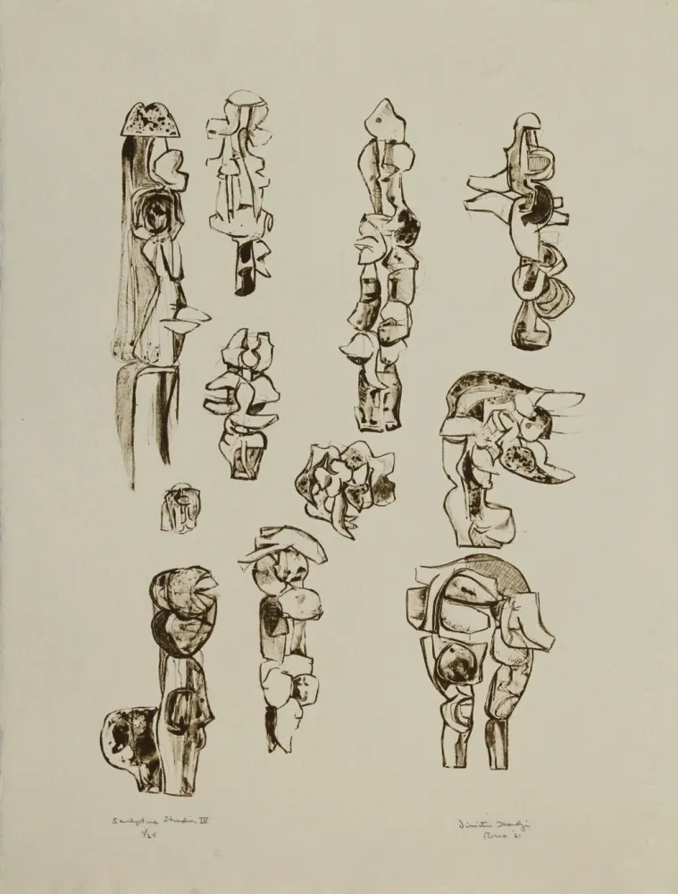 Литография Hadzi - Sculpture Studies IV