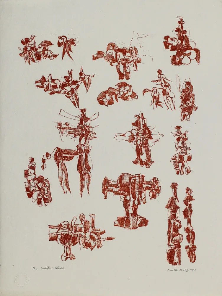 Литография Hadzi - Sculpture Studies V