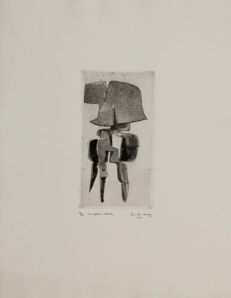 Офорт И Аквитанта Hadzi - Sculpture Study