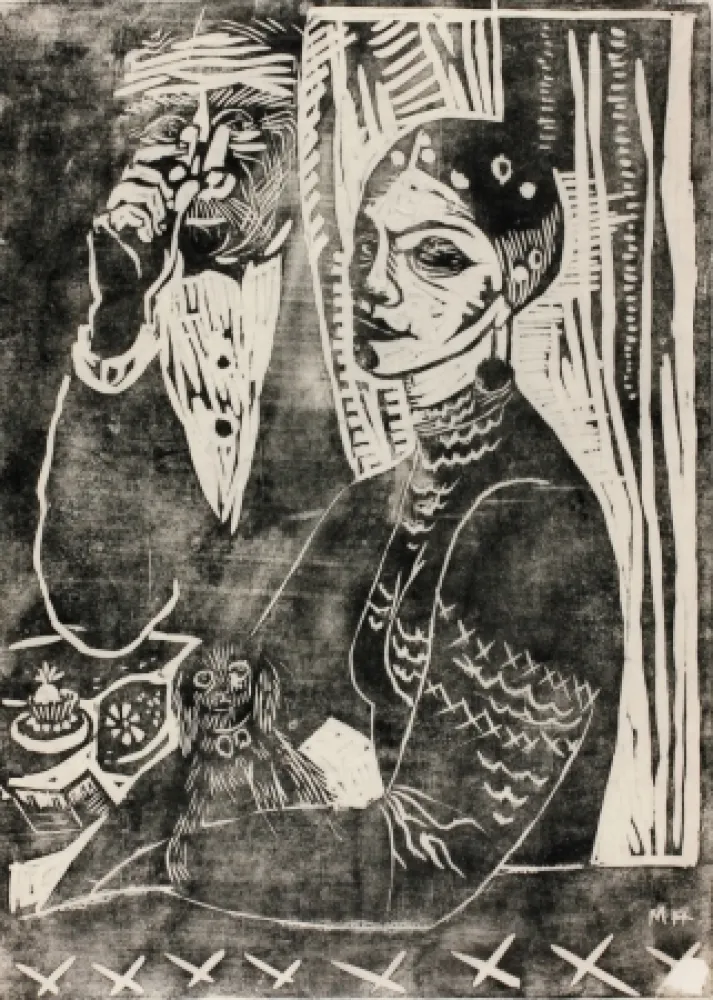 Гравюра На Дереве Hamerschlag - In der Loge - Selbstporträt (At the Loge - Selfportrait)