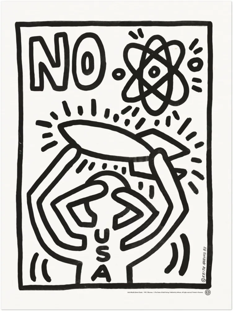 Сериграфия Haring - Anti Missile Demo Poster