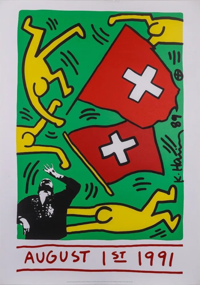 Сериграфия Haring - August 1 1991 (Switzerland 700 years), 1991 - Very large!