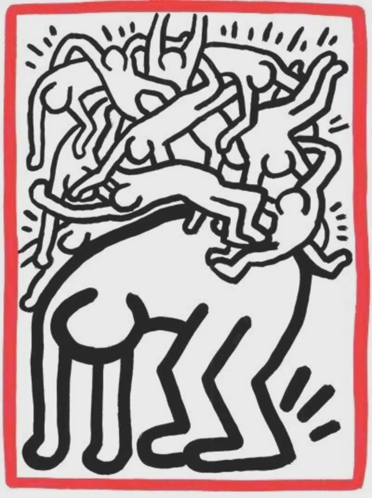 Литография Haring - Fight Aids Worldwide