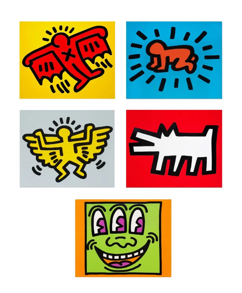 Сериграфия Haring - ICONS (COLOR) (Complete Set of 5), 1990