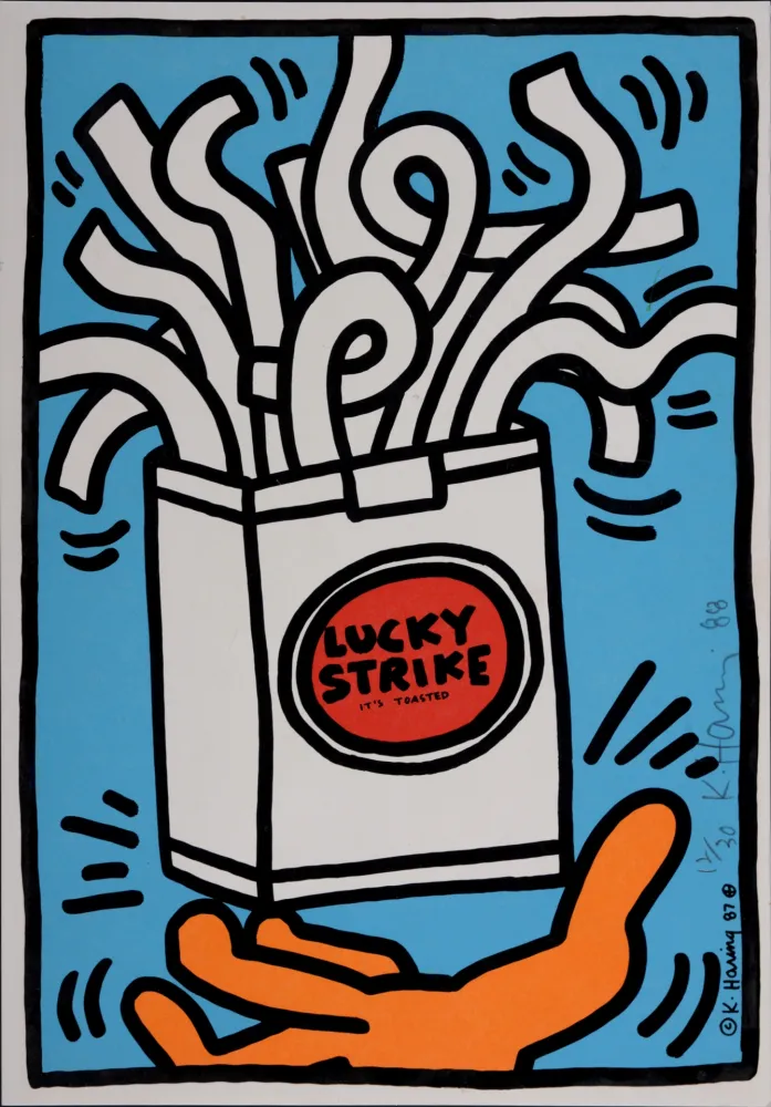 Сериграфия Haring - Lucky Strike, 1987  Hand signed, Edition of 30 