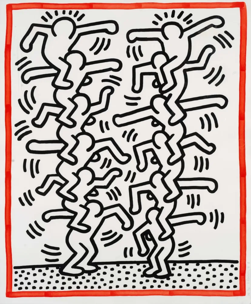 Литография Haring - Untitled (People ladder)