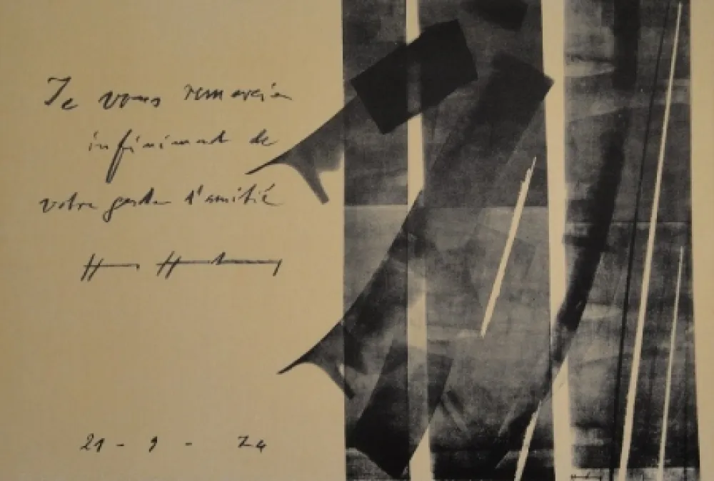 Литография Hartung - E vous remercie infiniment de votre geste d’amitié