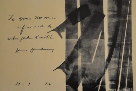 Литография Hartung - E vous remercie infiniment de votre geste d’amitié