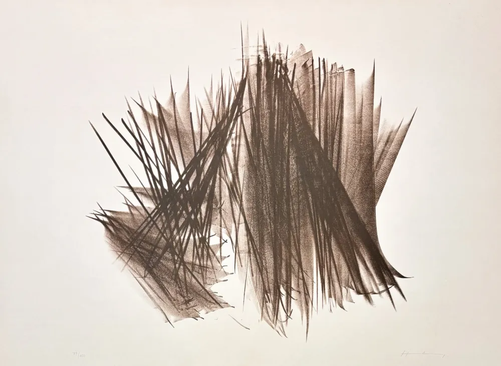 Литография Hartung - Hans Hartung (1904–1989) – L 115 – Lithograph on BFK Rives vellum paper – 1964
