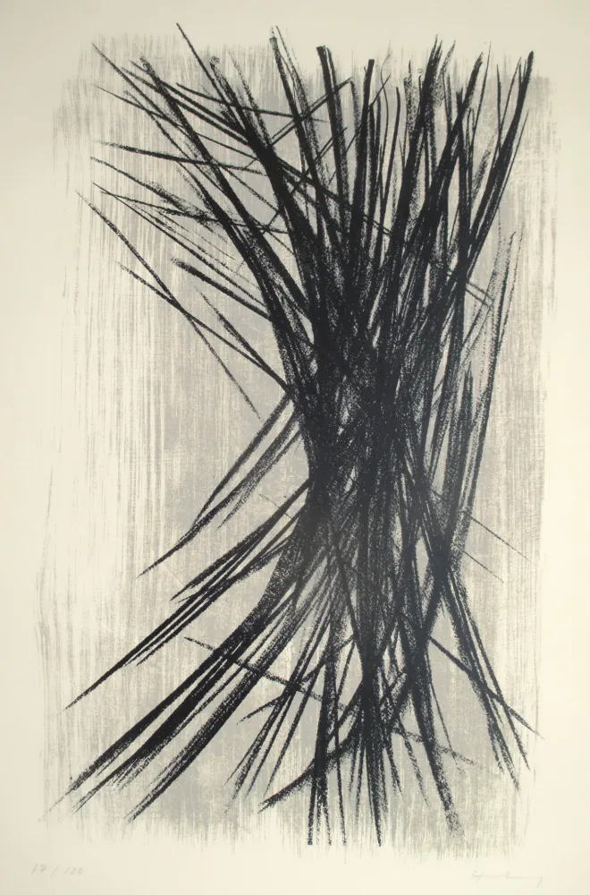 Литография Hartung - L 10, Schwarz, Grau