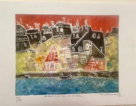 Гравюра Hasegawa - Au bord de la seine 