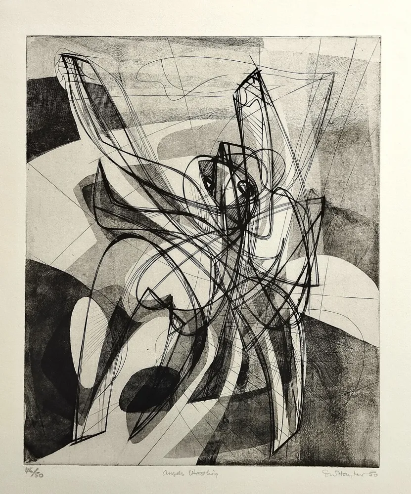 Офорт Hayter - Angels wrestling