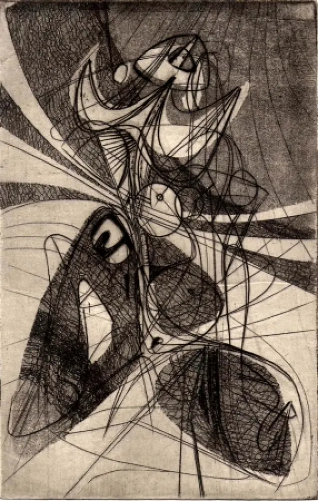 Офорт Hayter - (Greeting card for 1946-47)