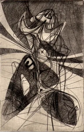 Офорт Hayter - (Greeting card for 1946-47)