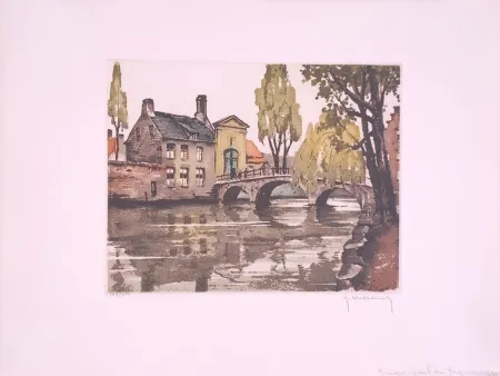 Офорт Hebbelinck - Bruges : Pont du Béguinage.