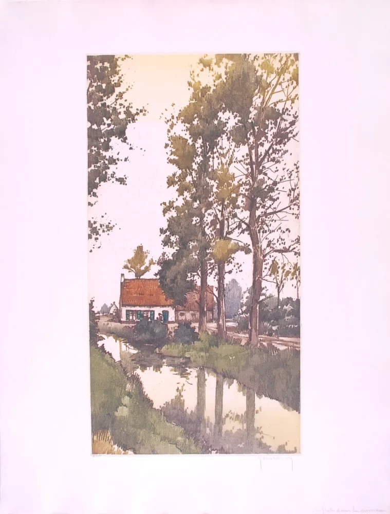 Офорт Hebbelinck - Reflet dans le ruisseau