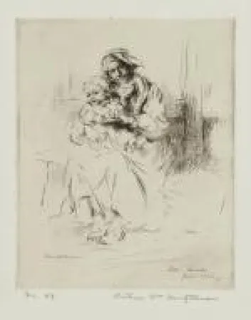 Гравюра Heintzelman - Mother and Child, Sion, Suisse