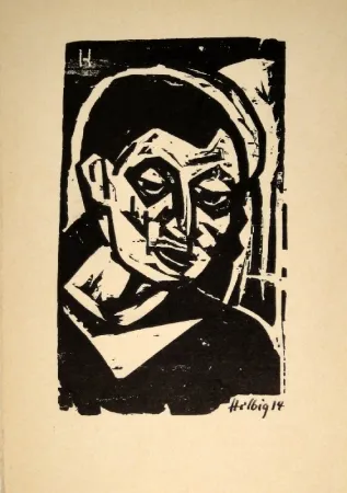 Гравюра На Дереве Helbig - Männlicher Kopf