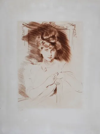 Офорт Helleu - Portrait de femme assise de face