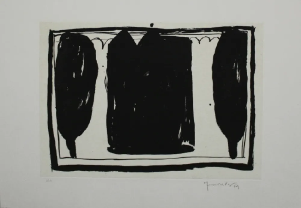 Акватинта Hernandez Pijuan - Arbres i casa I