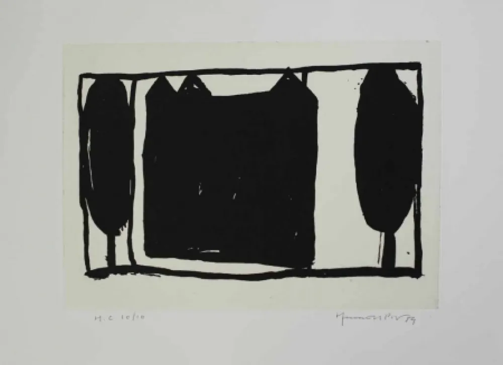 Акватинта Hernandez Pijuan - Arbres i casa II