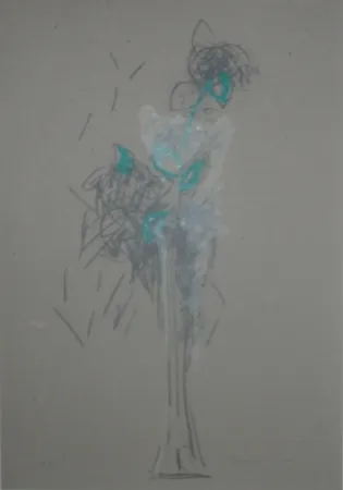 Литография Hernandez Pijuan - Bouquet sur carton