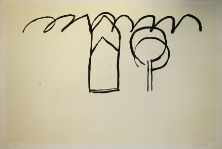 Акватинта Hernandez Pijuan - Cases i arbres 1