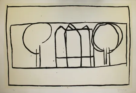 Акватинта Hernandez Pijuan - Cases i arbres 2