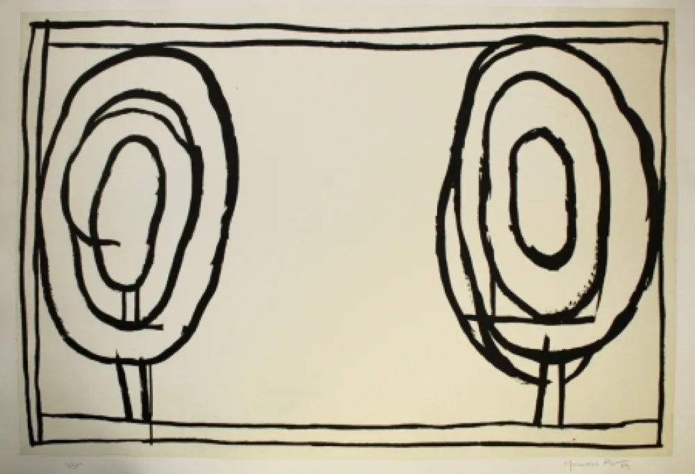 Акватинта Hernandez Pijuan - Cases i arbres 3