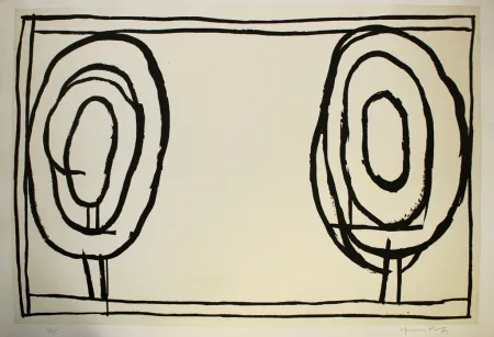 Акватинта Hernandez Pijuan - Cases i arbres 3