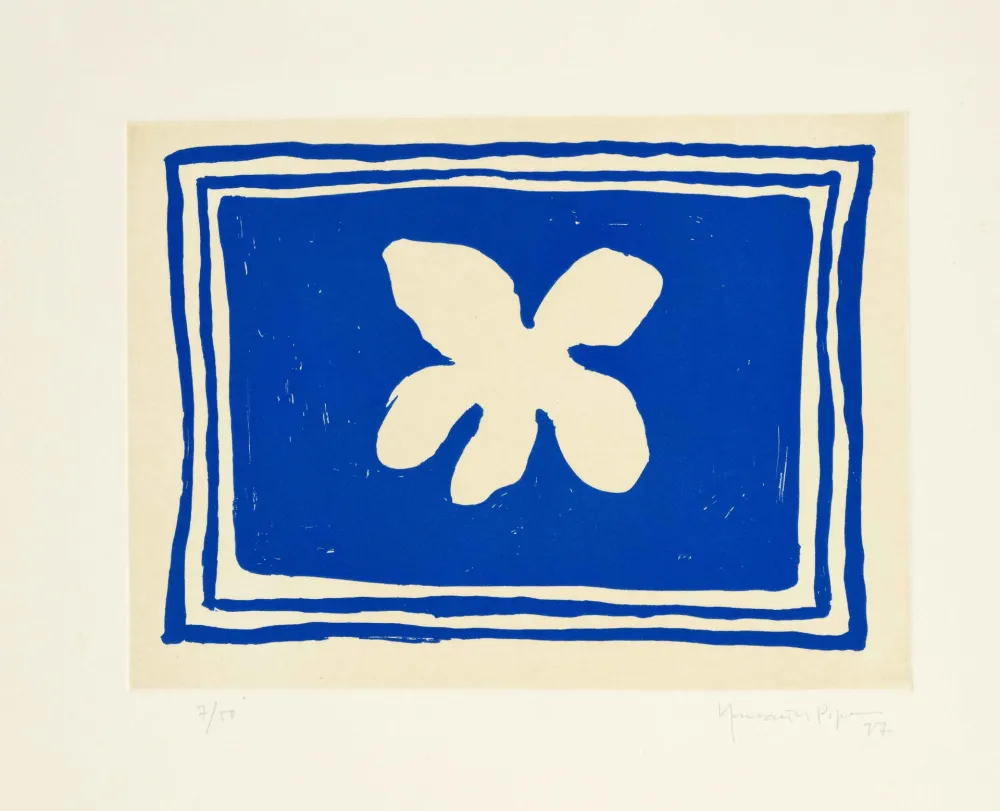 Акватинта Hernandez Pijuan - Flower in blue frame (Flor blava)