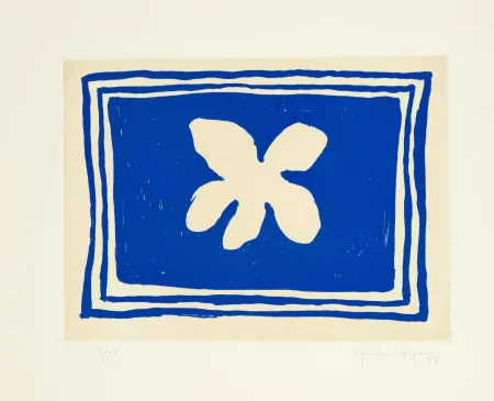 Акватинта Hernandez Pijuan - Flower in blue frame (Flor blava)