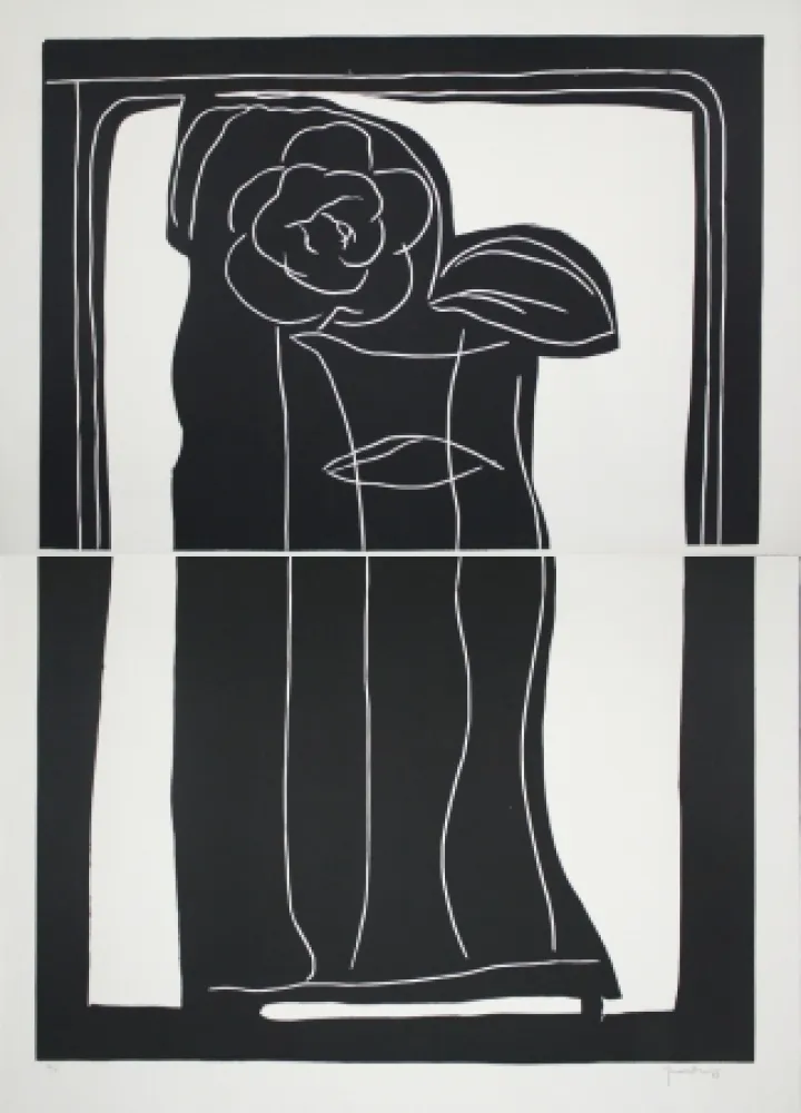 Линогравюра Hernandez Pijuan - Gerro amb flors / Vase with Flowers