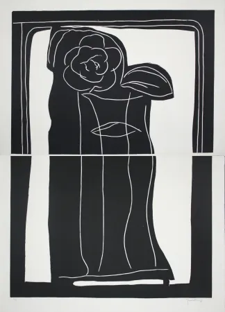 Линогравюра Hernandez Pijuan - Gerro amb flors / Vase with Flowers