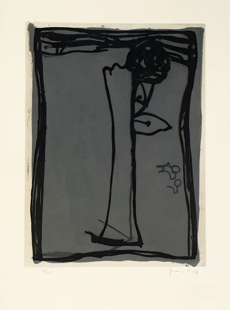 Гравюра Hernandez Pijuan - Jarro con rosa