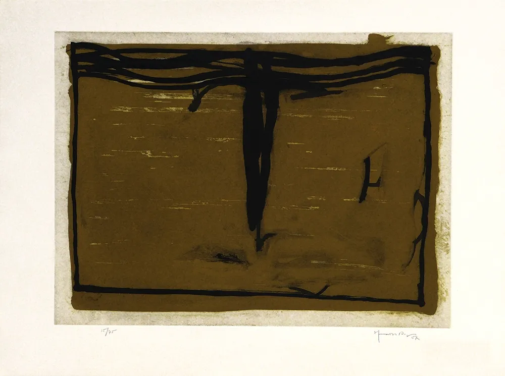 Гравюра Hernandez Pijuan - Paisaje con ciprés