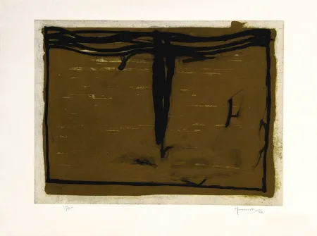 Гравюра Hernandez Pijuan - Paisaje con ciprés