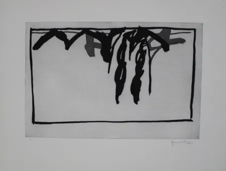 Акватинта Hernandez Pijuan - Paisatge amb xiprers III / Landscape with Cypresses III